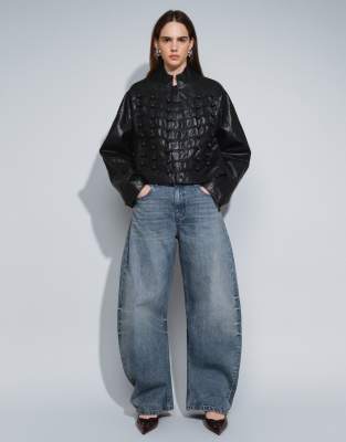 Topshop Faux Leather Ultimate Drummer Jacket In Black