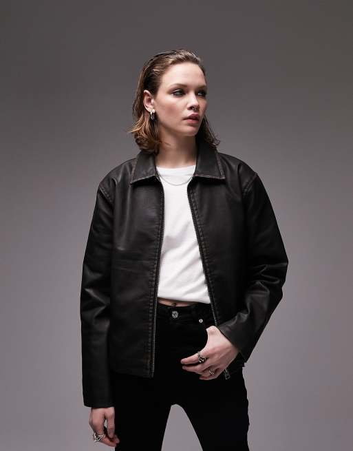 Faux leather jacket topshop hot sale