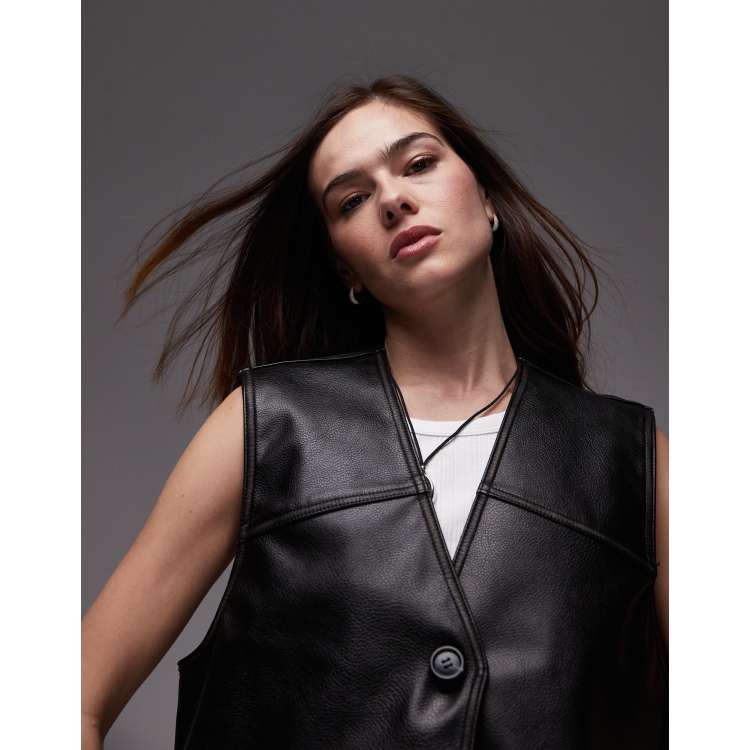 Leather waistcoat womens topshop best sale