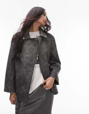 Topshop faux outlet leather jacket