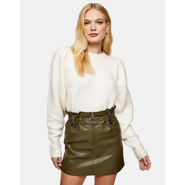 Paperbag mini skirt with belt best sale