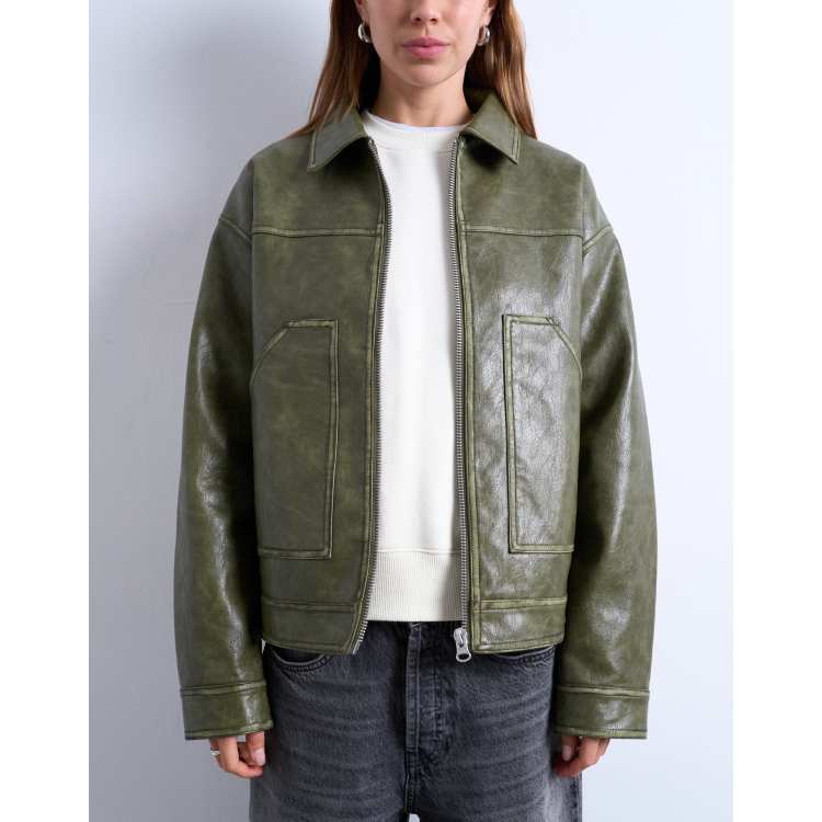 ジャケット・アウター todayful ECO LEATHER OVER JACKET olive todayful ECO LEATHER OVER JACKET olive ジャケット・アウター