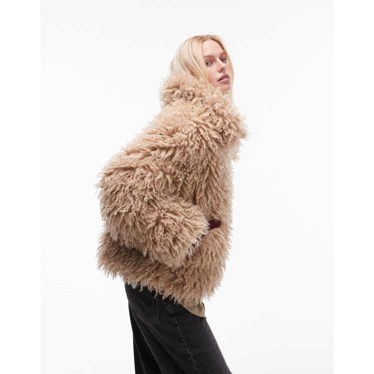 Faux fur hoodie topshop sale