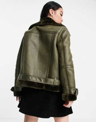 topshop leather shearling jacket