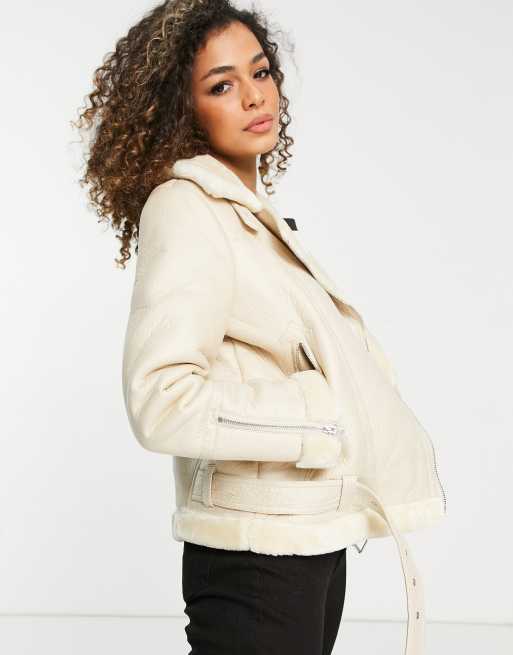 Faux shearling outlet biker jacket topshop