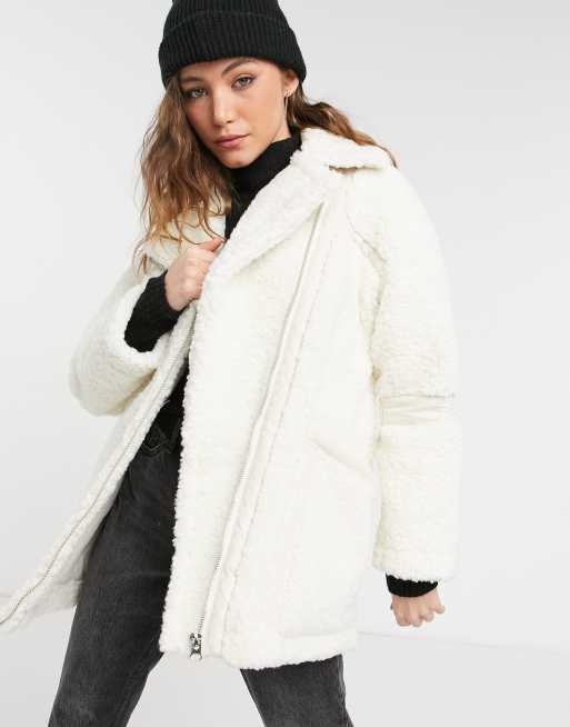 White shop shearling jacket