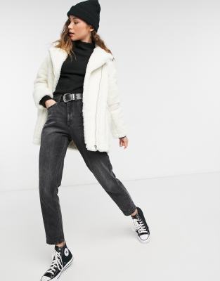 topshop grey shearling jacket