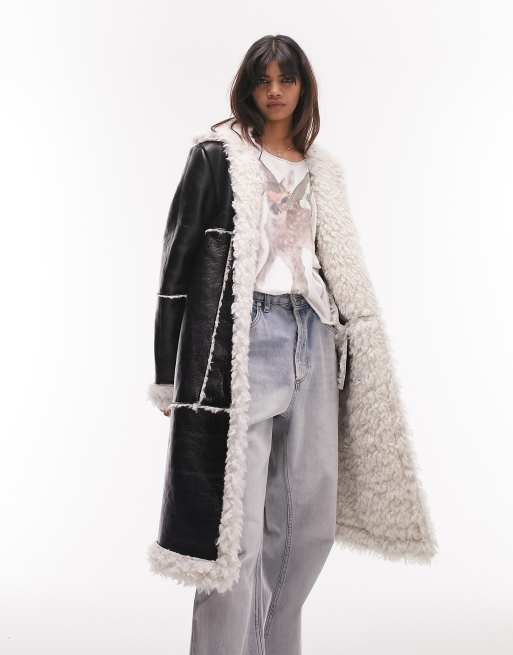 Topshop sheepskin outlet coat