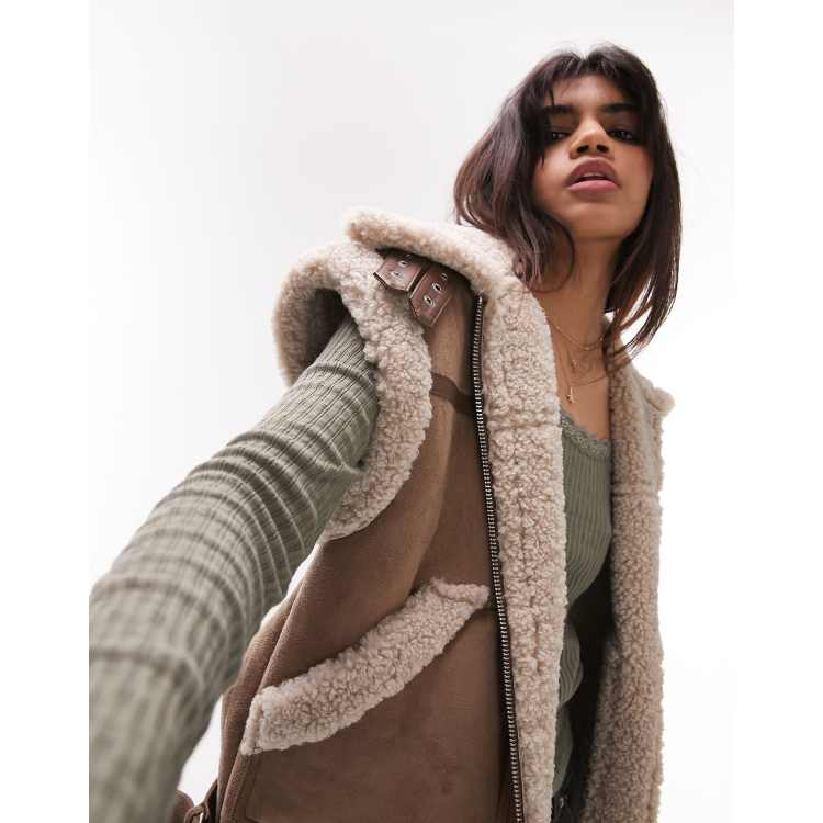 Topshop gilet fur online