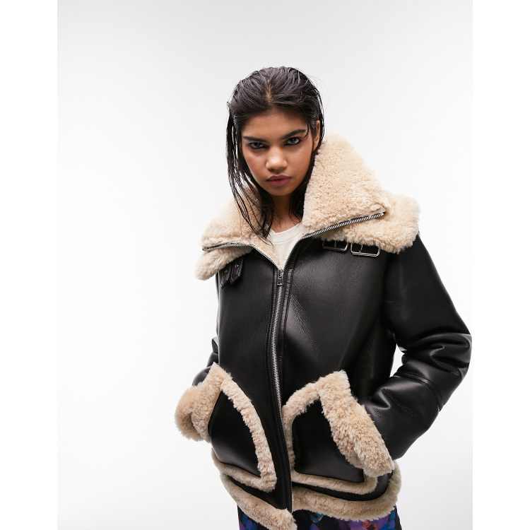 Aviator faux shearling jacket discount