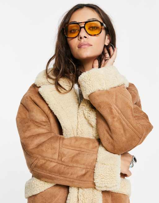 Faux shearling outlet oversized coat