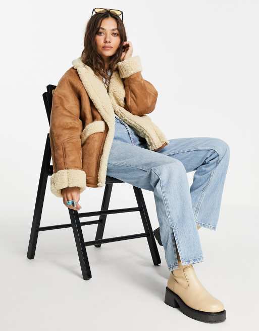 Oversized faux 2025 shearling jacket