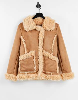 faux shearling jacket beige