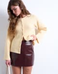 [Topshop] Topshop faux snake patent leather mini skirt in burgundy-Red 18 BURGUNDY