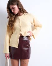 Topshop  faux snake patent leather mini skirt in burgundy