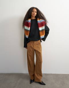 Faux suede barrel leg trouser in tan