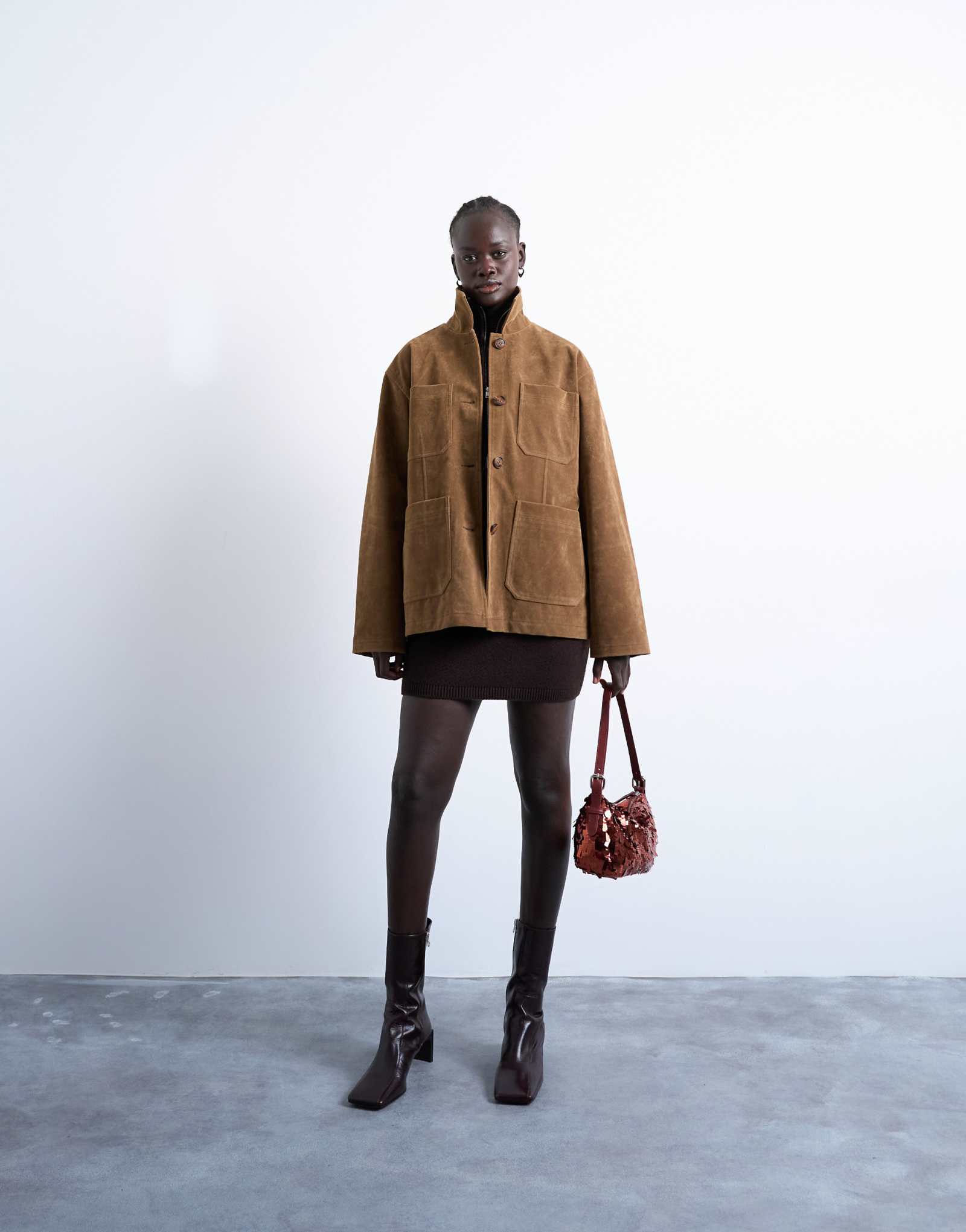 Облегающая повседневная сережка из искусственной замши Topshop коричневого цвета
