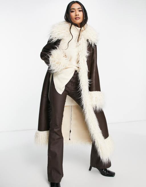 Topshop faux shop fur collar coat