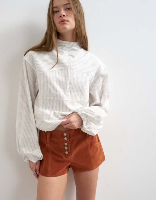 Topshop faux suede micro shorts in rust, 2 of 5