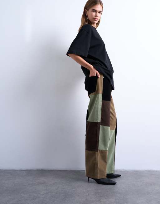 Topshop faux suede patchwork cinch pants in multi - part of a set