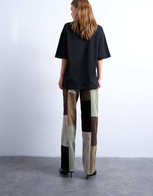 Topshop faux suede patchwork cinch pants in multi - part of a set