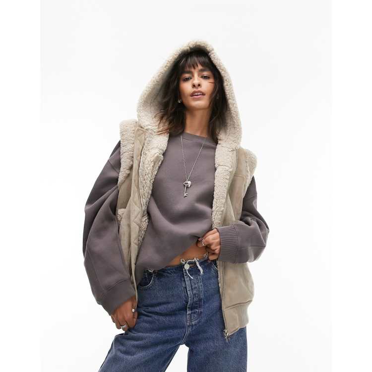 Faux suede sherpa vest deals