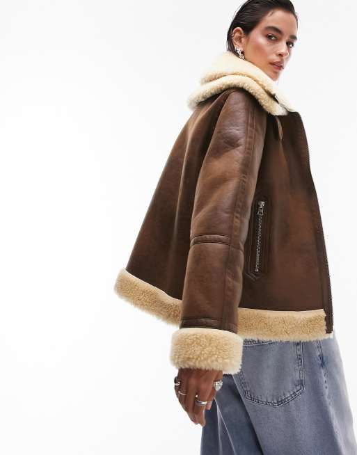 Faux suede shearling on sale jacket