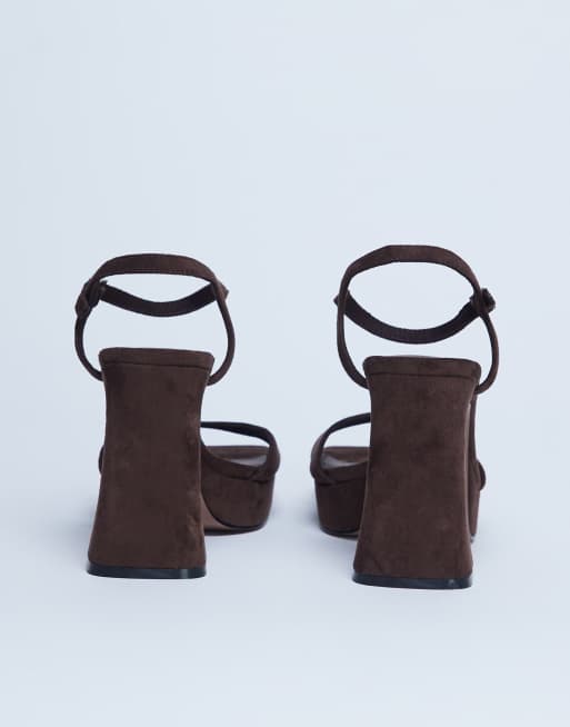 Topshop – Faye – Bruna klacksandaler med grov platå, 4 av 4