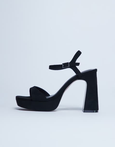 Topshop Faye chunky platform heeled sandal in black - view 1