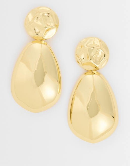 Topshop Faye orecchini pendenti a bottone color oro, 1 di 4
