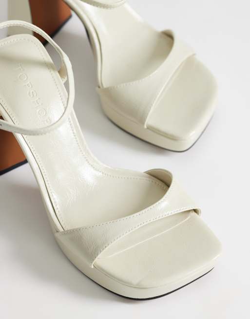 Topshop Faye platform two part high heel sandal in off white, 2 of 4