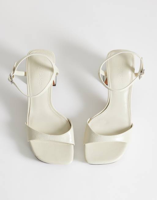 Topshop Faye platform two part high heel sandal in off white, 3 of 4