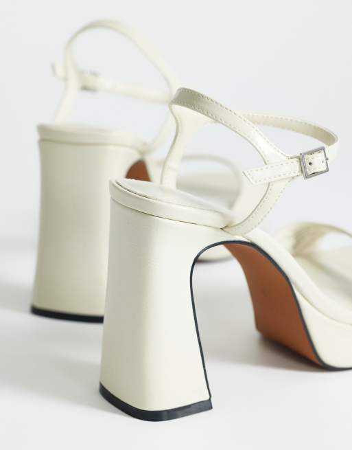 Topshop Faye platform two part high heel sandals in off white, 4 of 4