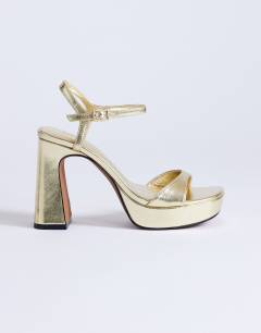 Faye platform two part sandal in gold