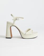 Topshop Faye platform two part sandal in off white