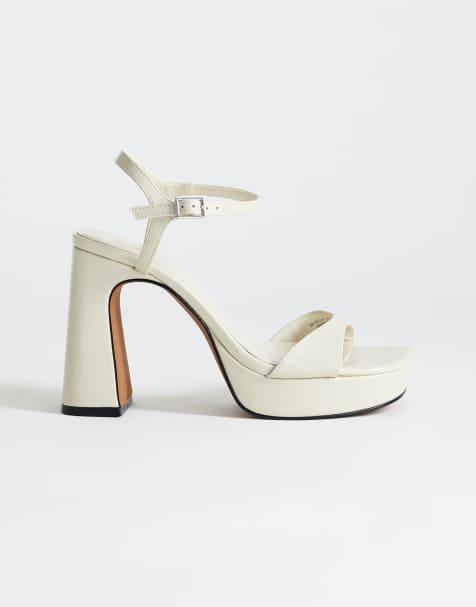 Topshop - Faye - Sandali con tacco alto bianco sporco in due parti con plateau - view 1