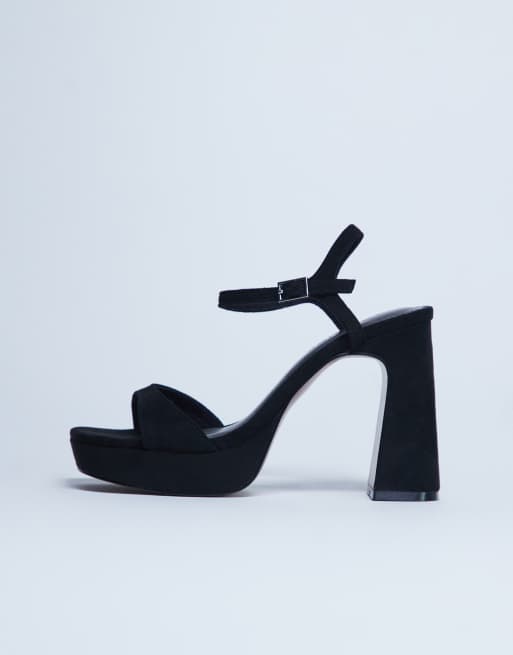 Topshop - Faye - Sorte chunky højhælede plateausandaler , 3 af 4