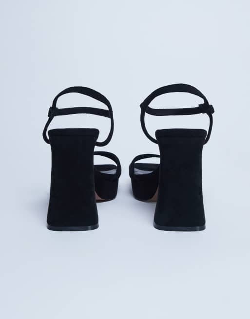 Topshop - Faye - Sorte chunky højhælede plateausandaler , 4 af 4