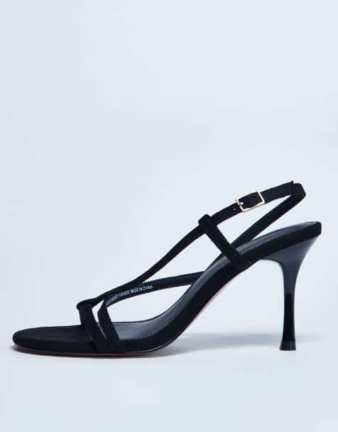 Topshop - Felicity - Sandalen van imitatiesuède met bandjes en hoge hakken in zwart - view 1