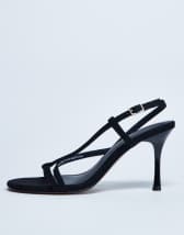 Topshop Felicity strappy high heeled sandal in black faux suede 
