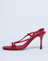 Topshop Felicity strappy high heeled sandal in red snake