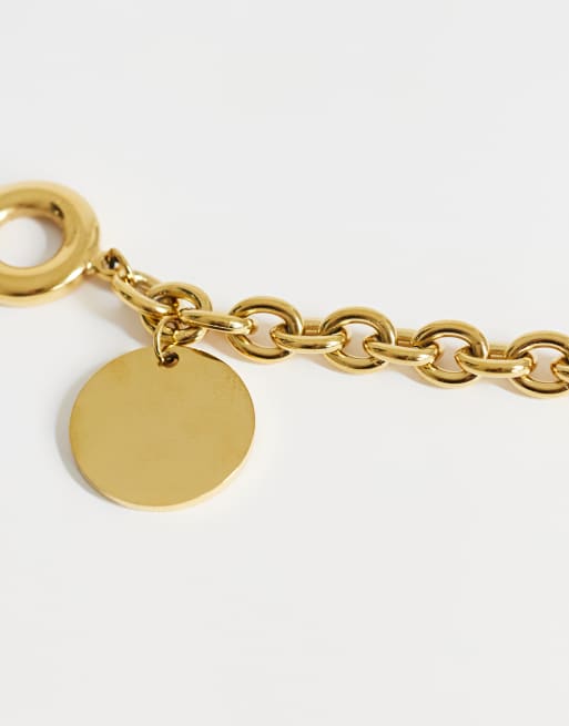 Topshop - Felix - Bracciale con ciondoli in argento inossidabile resistente all'acqua dorato, 2 di 3