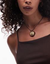 ASOS DESIGN cord necklace with faux-shell pendant