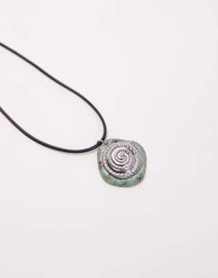 Topshop Felix Cord Necklace With Textured Pendant In Multi