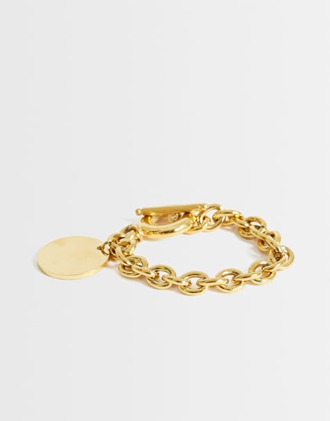 Topshop – Felix – Wasserfestes Armband aus Edelstahl in Goldoptik mit Anhänger - view 1