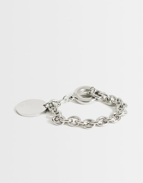 Topshop Felix waterproof charm bracelet in stainless silver - view 1