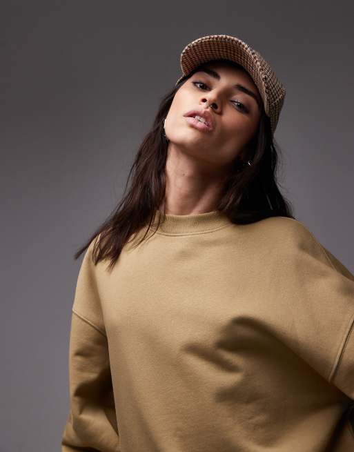 Topshop - Felpa beige oversize con cuciture a vista, 2 di 4