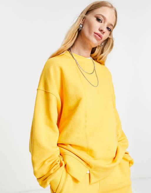 Topshop - Felpa con spacco laterale, colore arancione