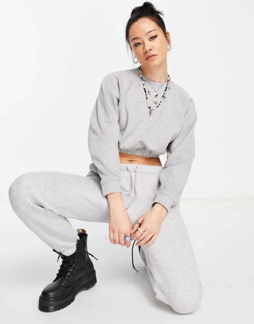 Topshop Felpa corta con elastico grigio melange ASOS