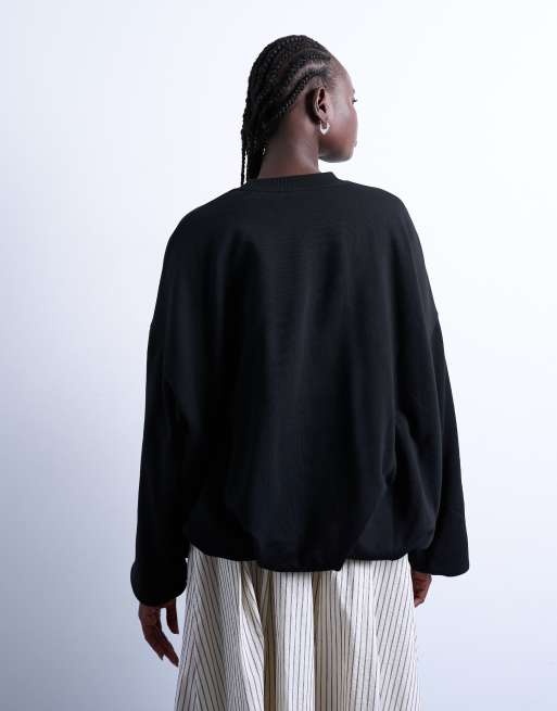 Topshop - Felpa nera con fondo a palloncino, 4 di 4